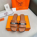 HERMES Giulia Sandal Brown Black Calfskin