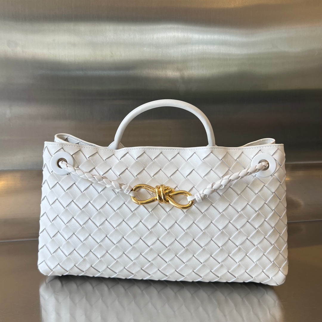 BOTTEGA VENETA SMALL ANDIAMO 29 IN WHITE LAMBSKIN