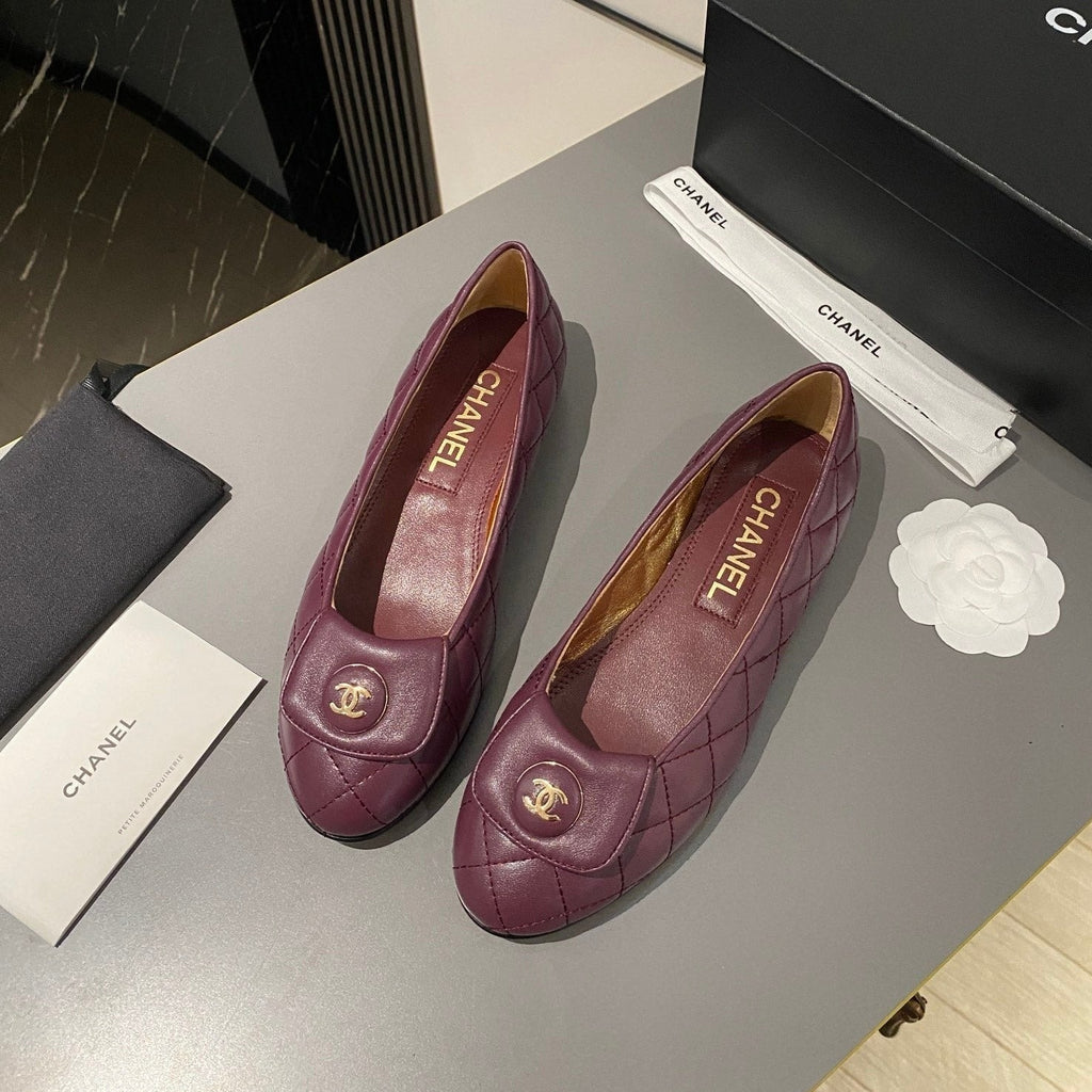 CHANEL BALLET FLAT MULBERRY PURPLE LAMBSKIN
