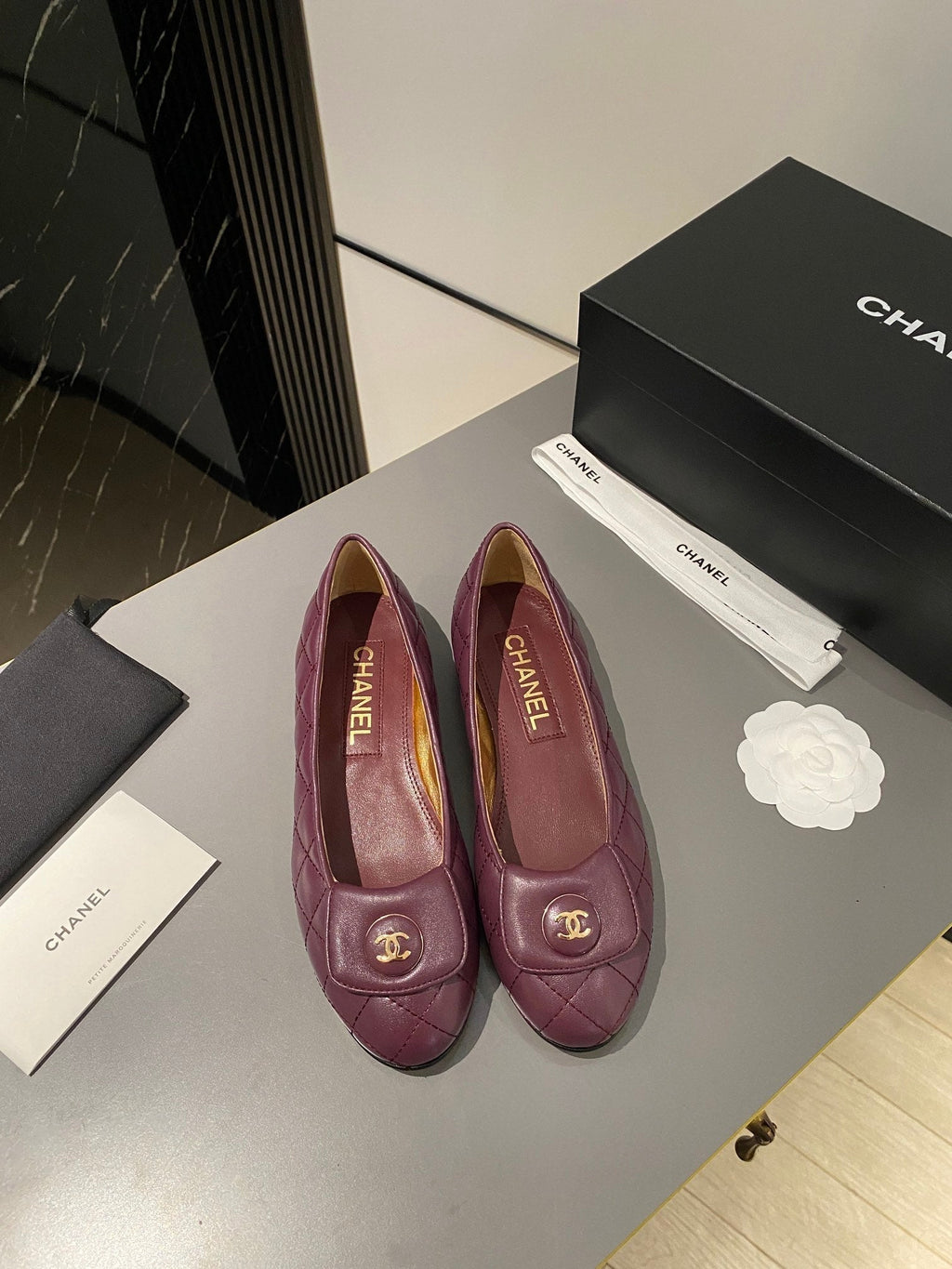 CHANEL BALLET FLAT MULBERRY PURPLE LAMBSKIN