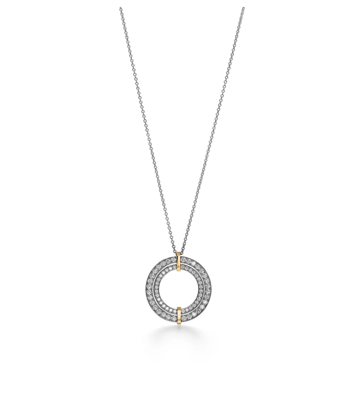 18K Tiffany Edge Circle Diamond Pendant Necklace