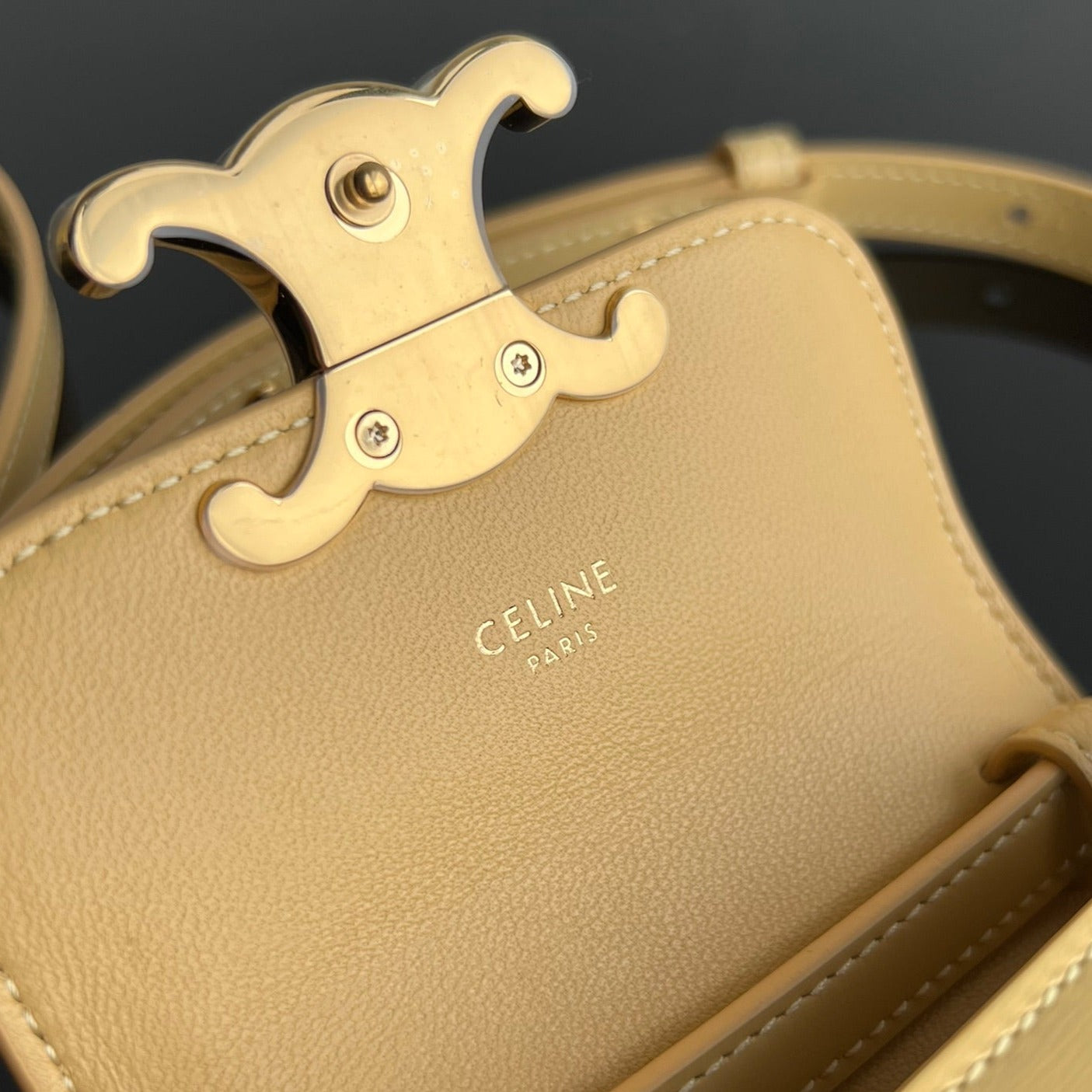 CELINE Triomphe 11 Bright Yellow Shiny Calfskin Handbag