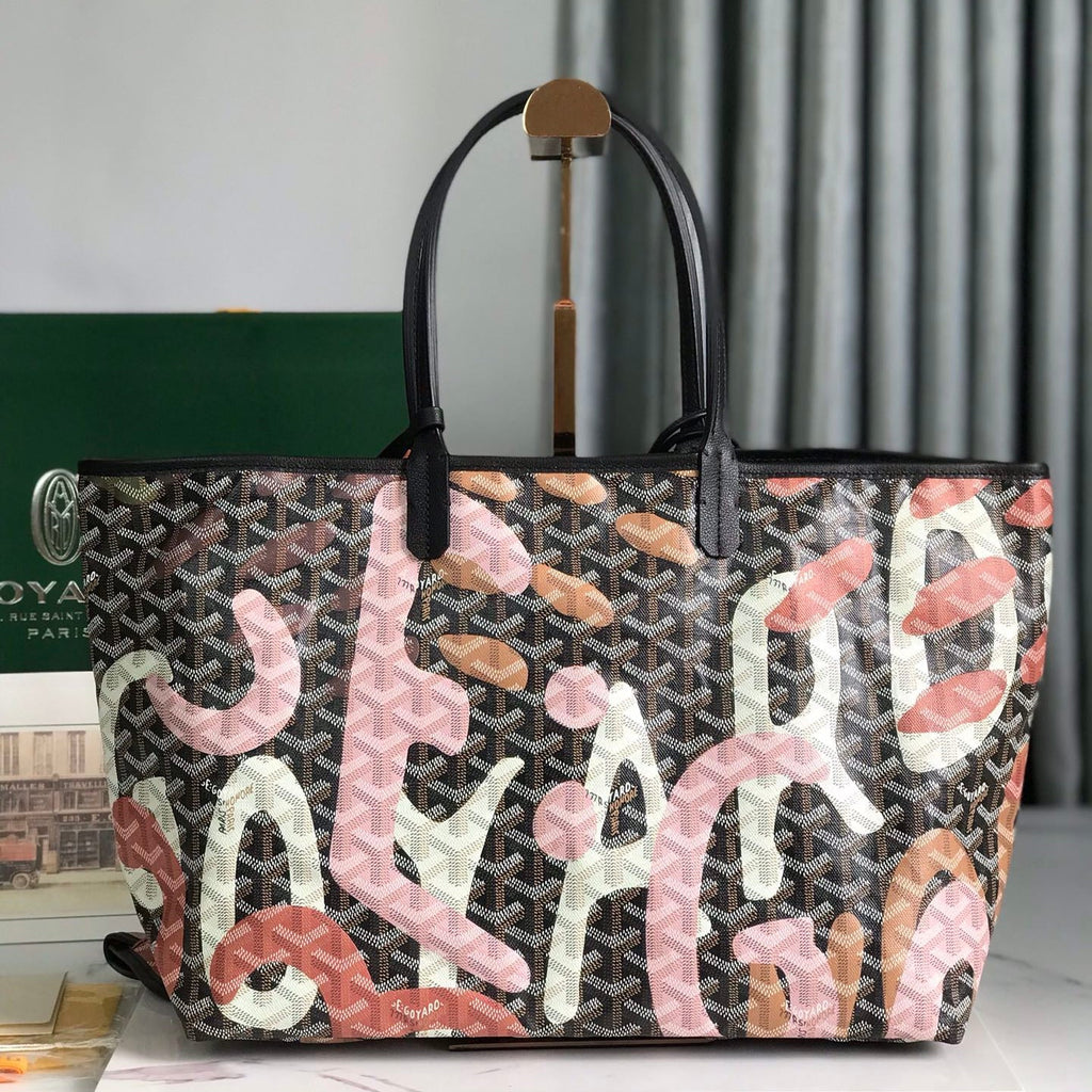 SAINT LOUIS PM BAG 34 IN PINK LETTRES CAMOUFLAGE GOYARDINE CANVAS