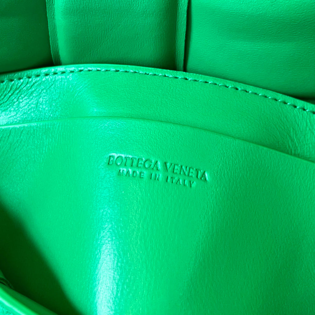 BOTTEGA VENETA MINI CASSETTE 18 IN LIGHT GREEN LAMBSKIN