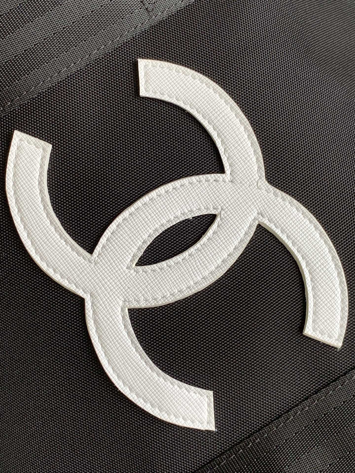 CHANEL TRAVEL BAG 45 IN BLACK CANVAS WITH WHITE LOGO