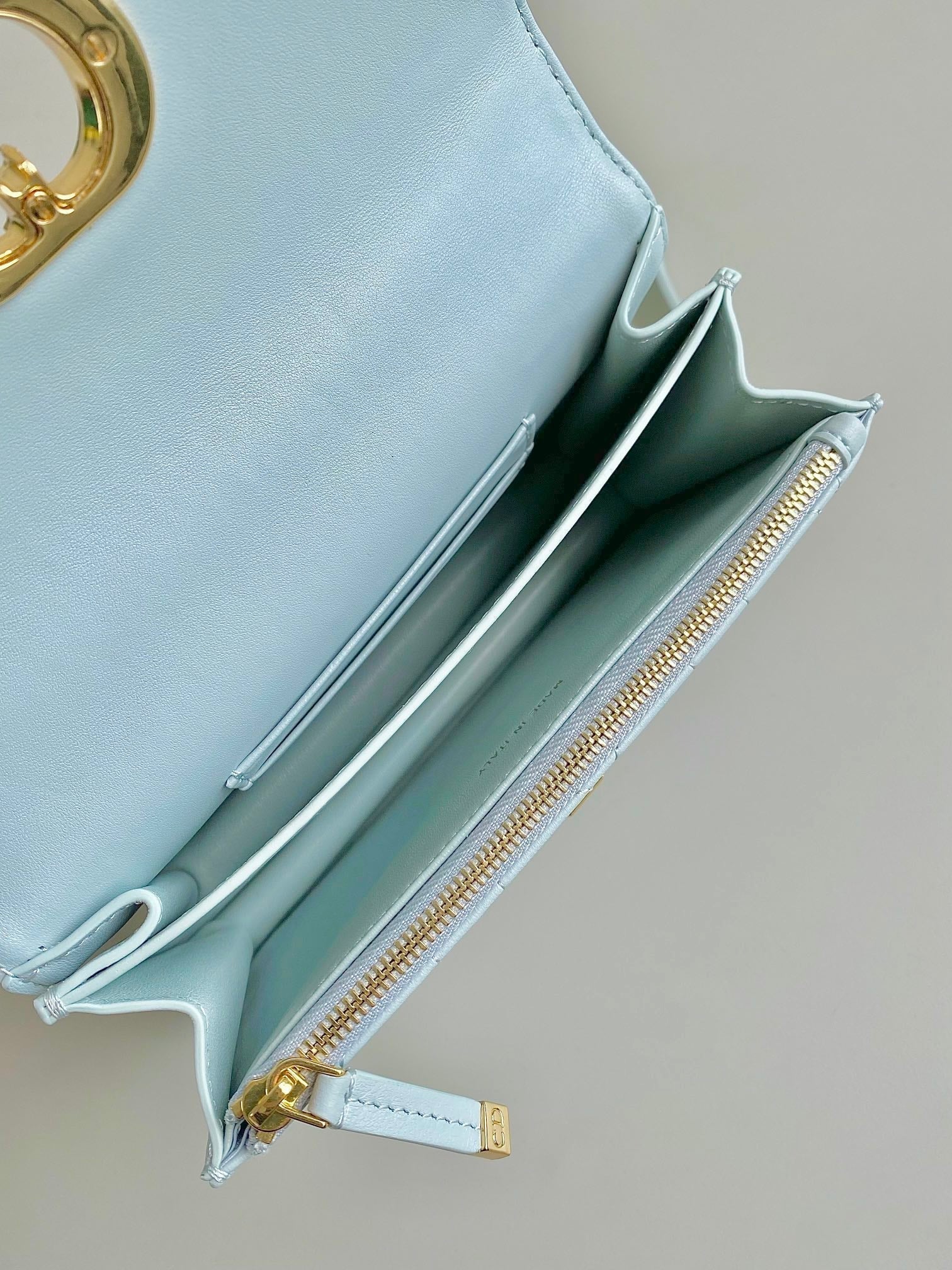 DIOR MISS CARO 17 CHAIN BAG IN LIGHT BLUE LAMBSKIN