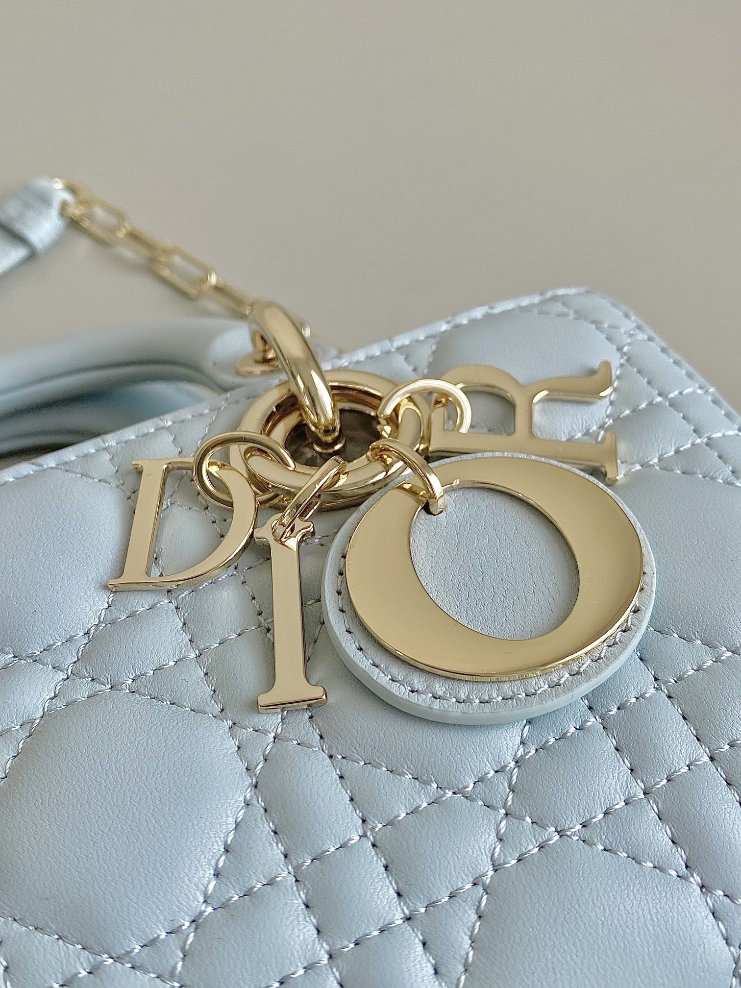 DIOR D-JOY BAG 22 IN LIGHT BLUE LAMBSKIN