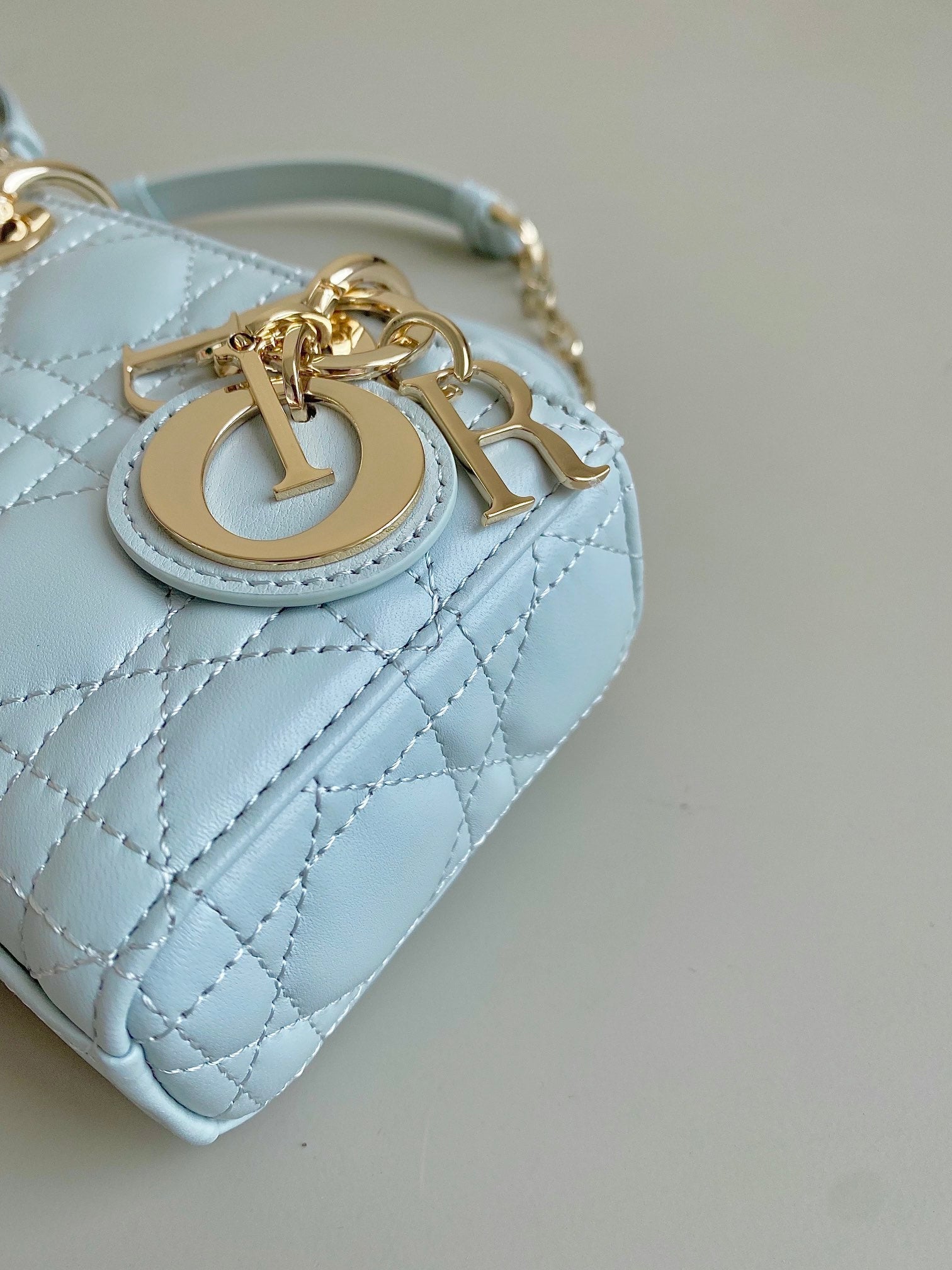 DIOR MINI D-JOY BAG 17 IN LIGHT BLUE LAMBSKIN