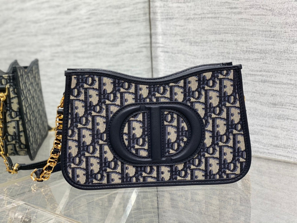 DIOR HOBO SIGNATURE 23  BAG IN BLACK BEIGE PATTERN LAMBSKIN