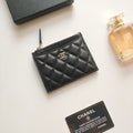 CHANEL ZIPPED CARD HOLDER 11.5 BLACK CALFSKIN