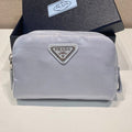 PRADA CLUTCH 12 IN LIGHT GREY RE-NYLON