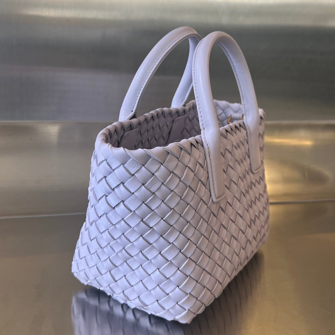 BOTTEGA VENETA MINI CABAT 20 IN LILAC PURPLE LAMBSKIN