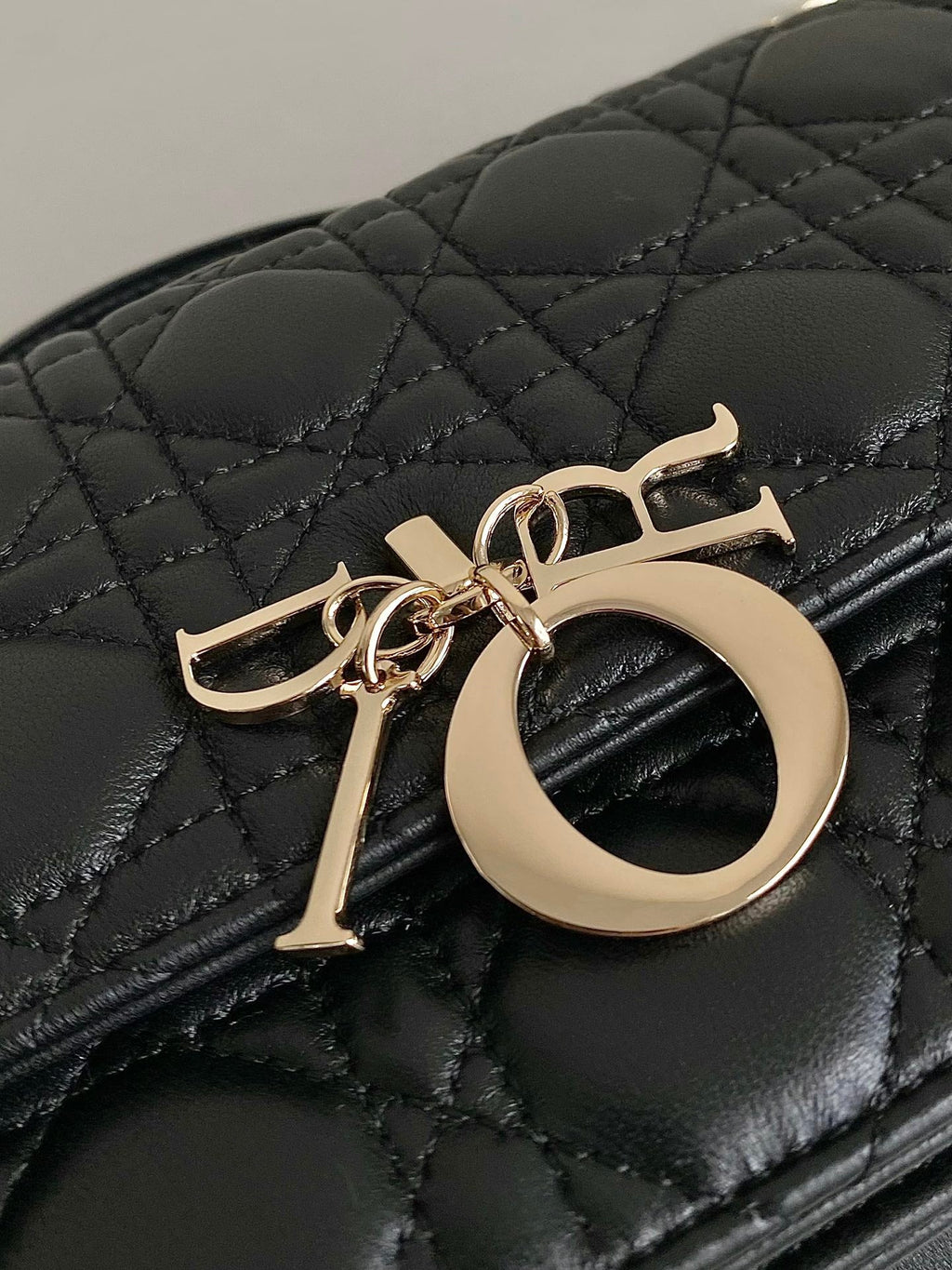 DIOR MISS LADY 24 LARGE BAG IN BLACK LAMBSKIN