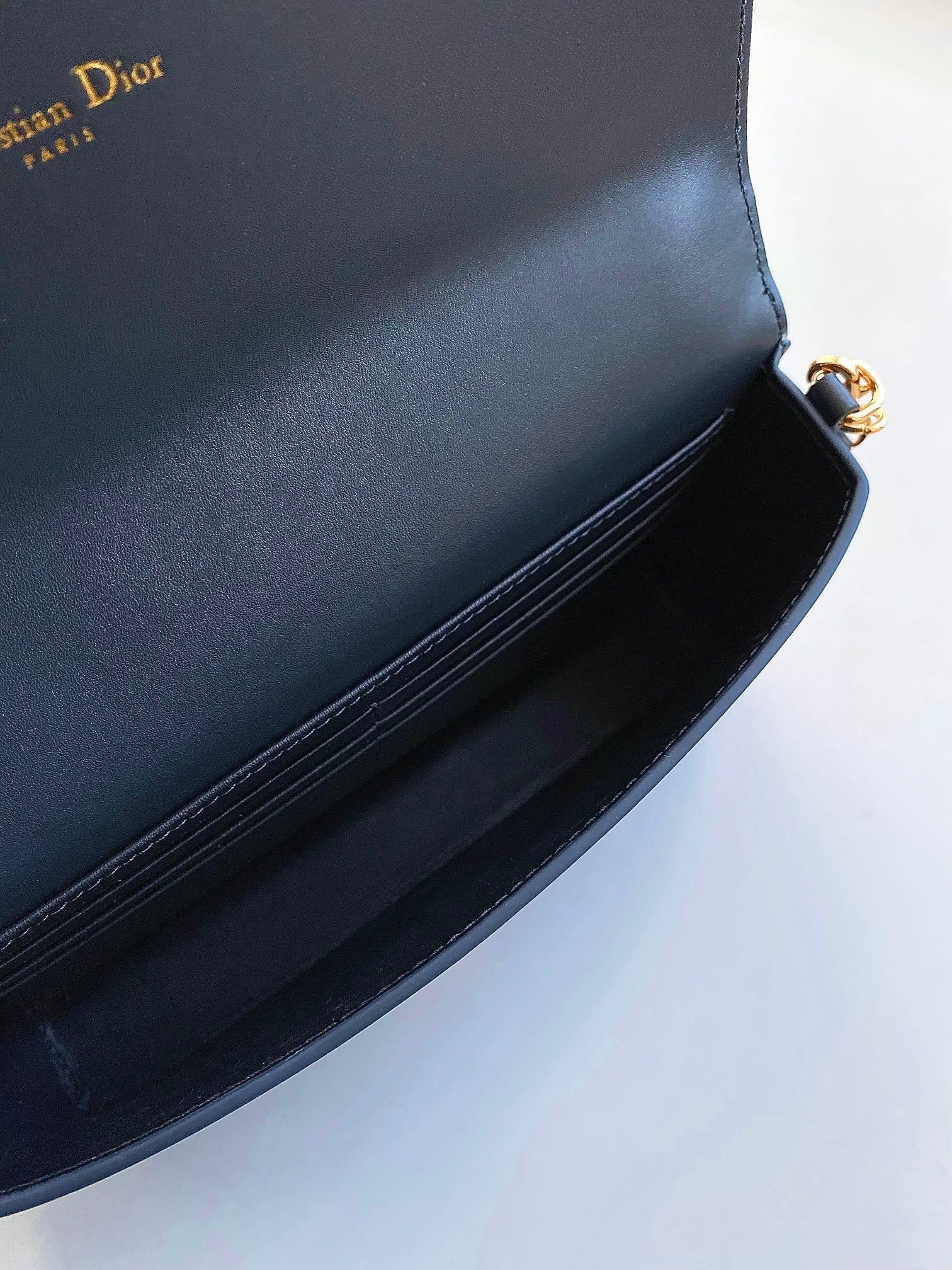 DIOR SIGNATURE CHAIN BAG 21 IN BLUE OBLIQUE JACQUARD