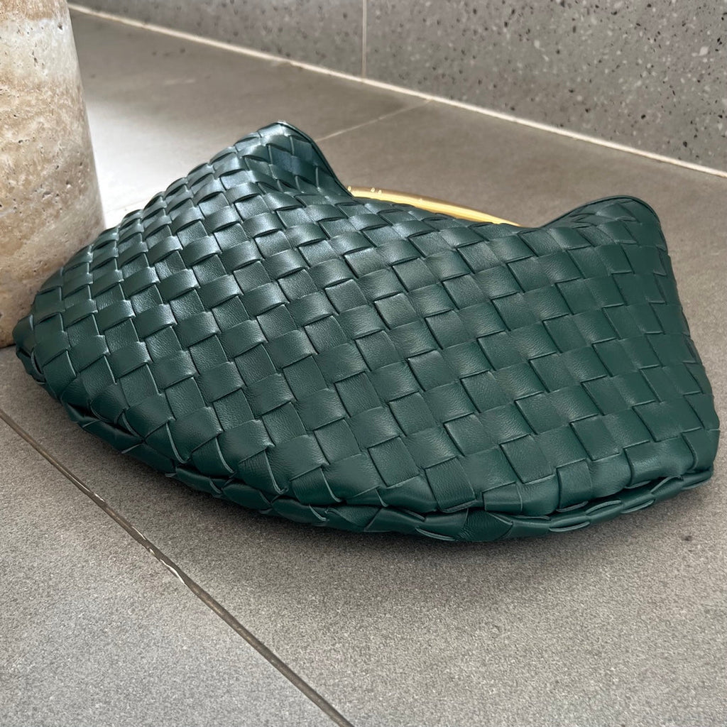 BOTTEGA VENETA SARDINE 33 WITH CHAIN IN DARK GREEN LAMBSKIN