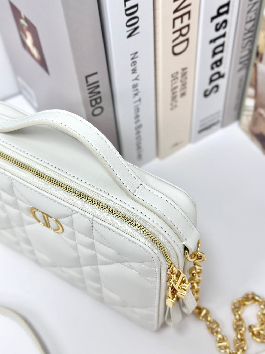 DIOR CARO BOX 19 IN WHITE CALFSKIN