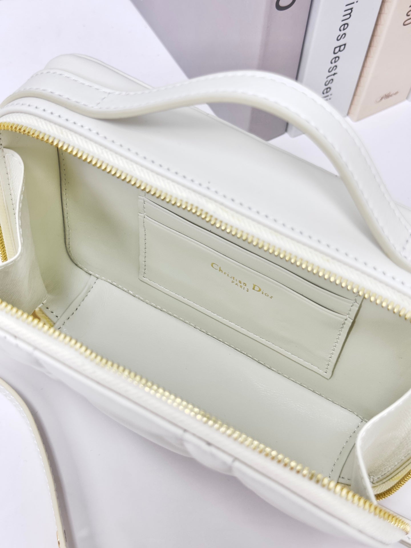 DIOR CARO BOX 19 IN WHITE CALFSKIN