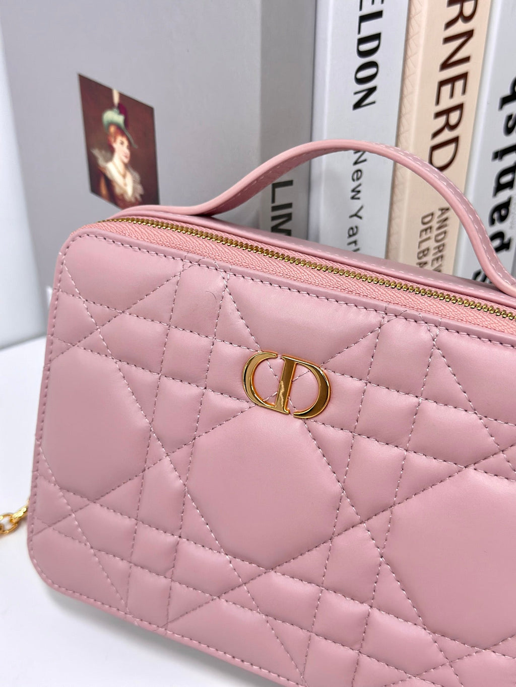 DIOR CARO BOX 19 IN LIGHT PINK CALFSKIN
