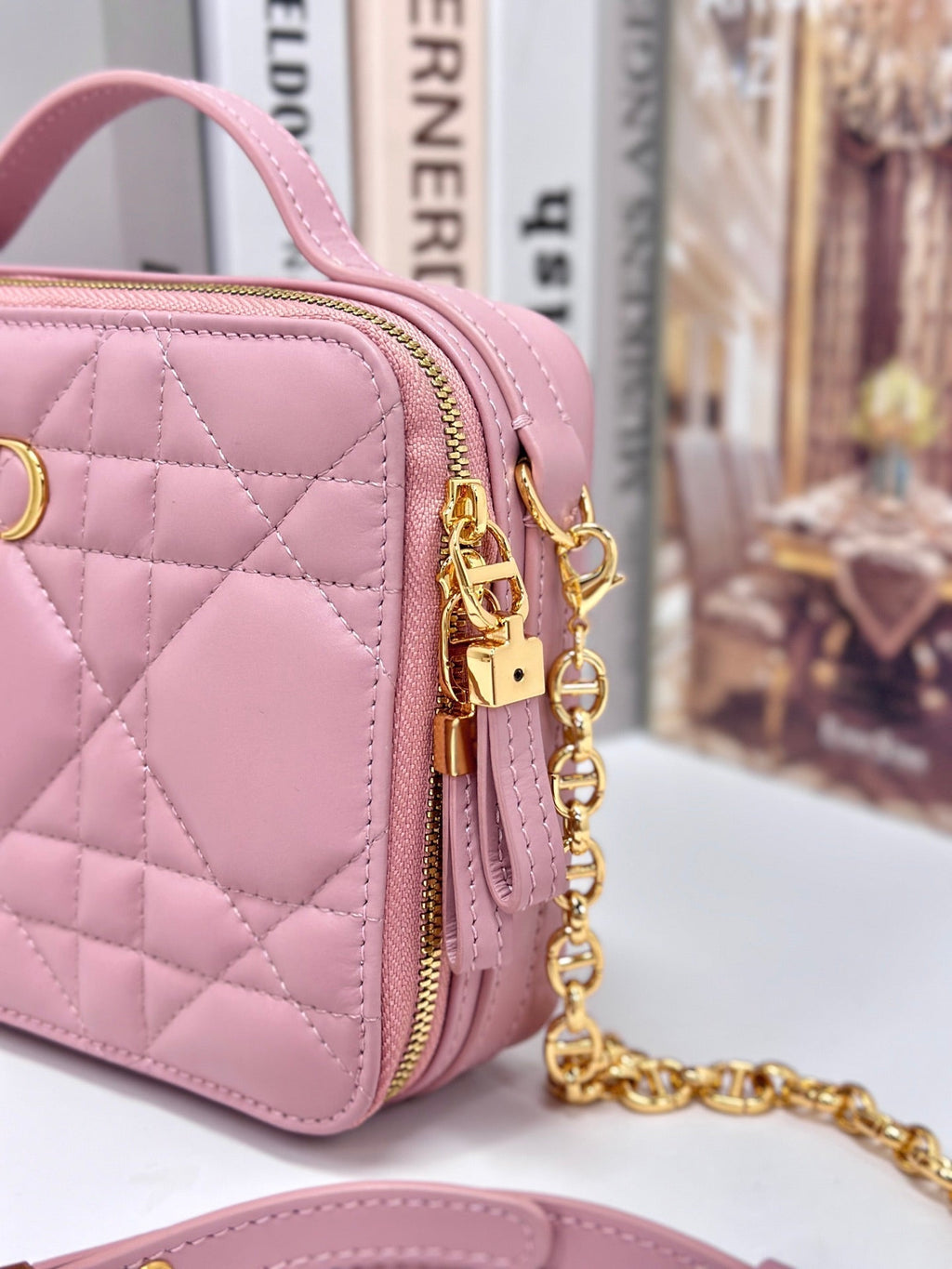 DIOR CARO BOX 19 IN LIGHT PINK CALFSKIN
