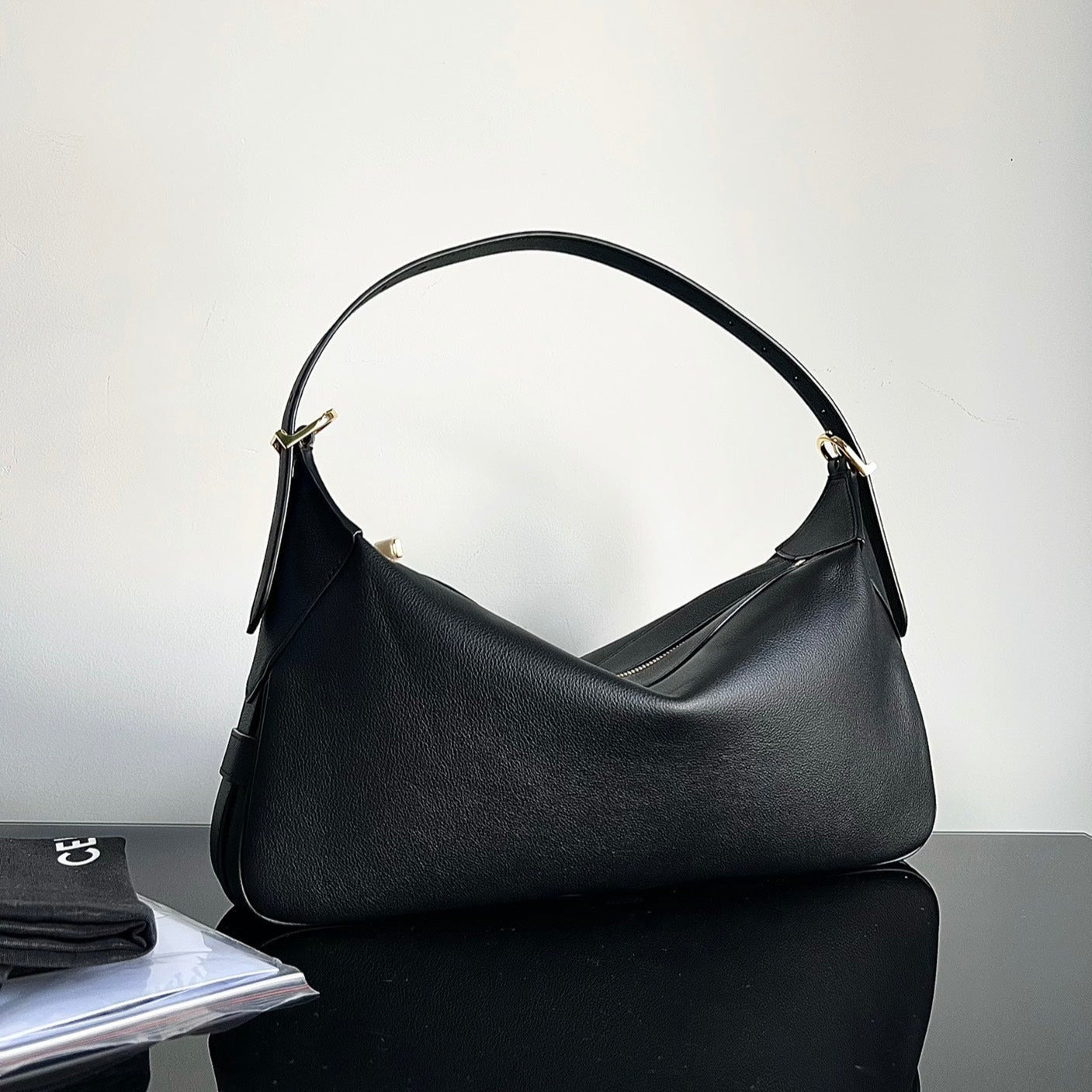 CELINE UNDERARM BAG 34 BLACK SOFT CALFSKIN