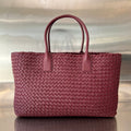 BOTTEGA VENETA LARGE CABAT 51 IN BURGUNDY RED LAMBSKIN