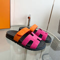 HERMES Chypre Sandal Rose Chapas / Orange Suede