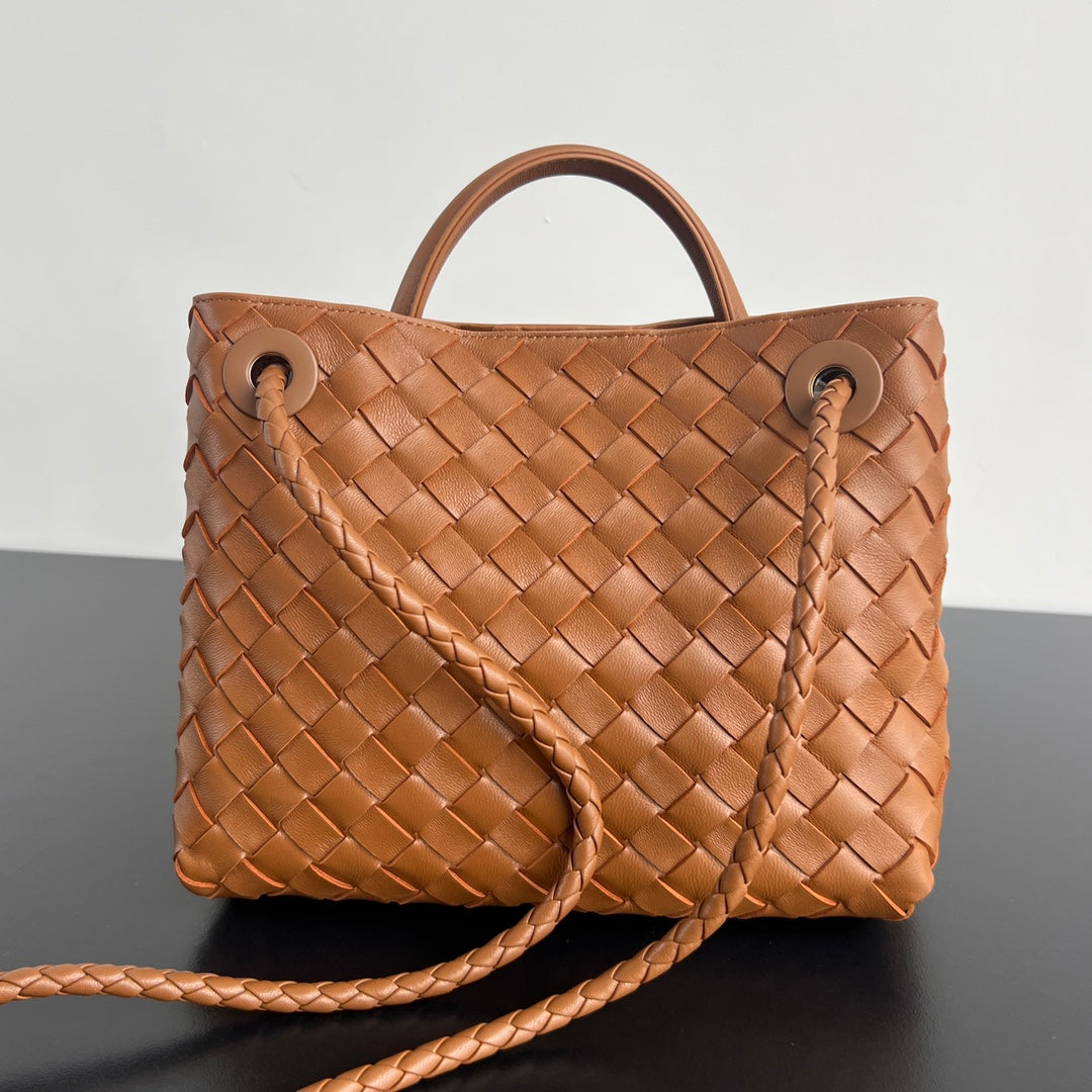 BOTTEGA VENETA MEDIUM ANDIAMO 25 IN BURNT ORANGE LAMBSKIN