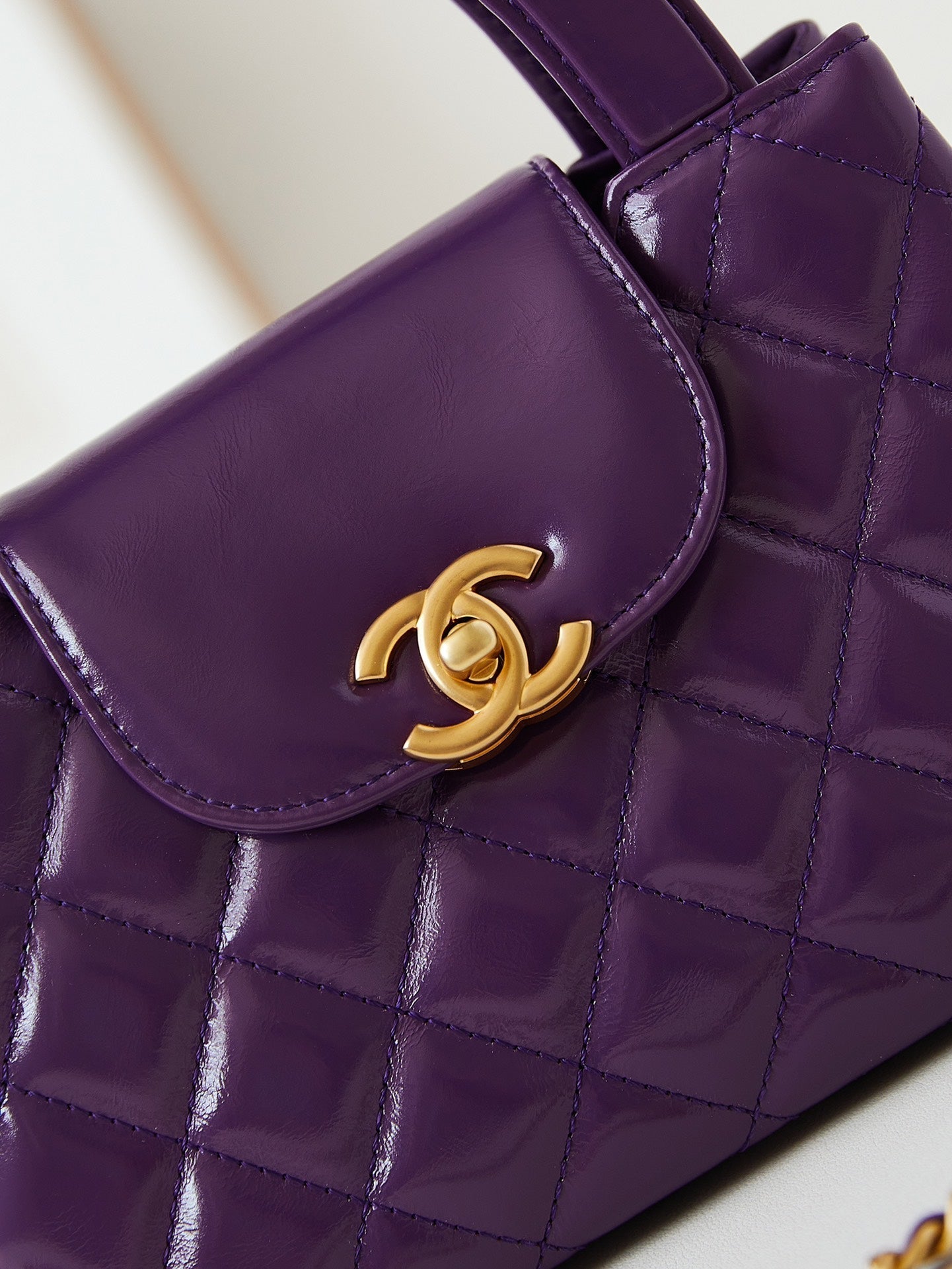 CHANEL KELLY MINI 19 SHOPPING BAG IN INDIGO PURPLE CALFSKIN
