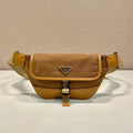 PRADA BELT BAG 18 IN SEPIA BROWN RE-NYLON AND CALFSKIN TRIM