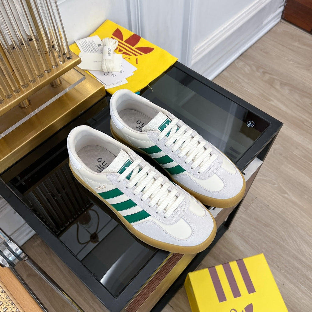 GUCCI & ADIDAS GAZELLE SNEAKER LIGHT GRAY VELVET