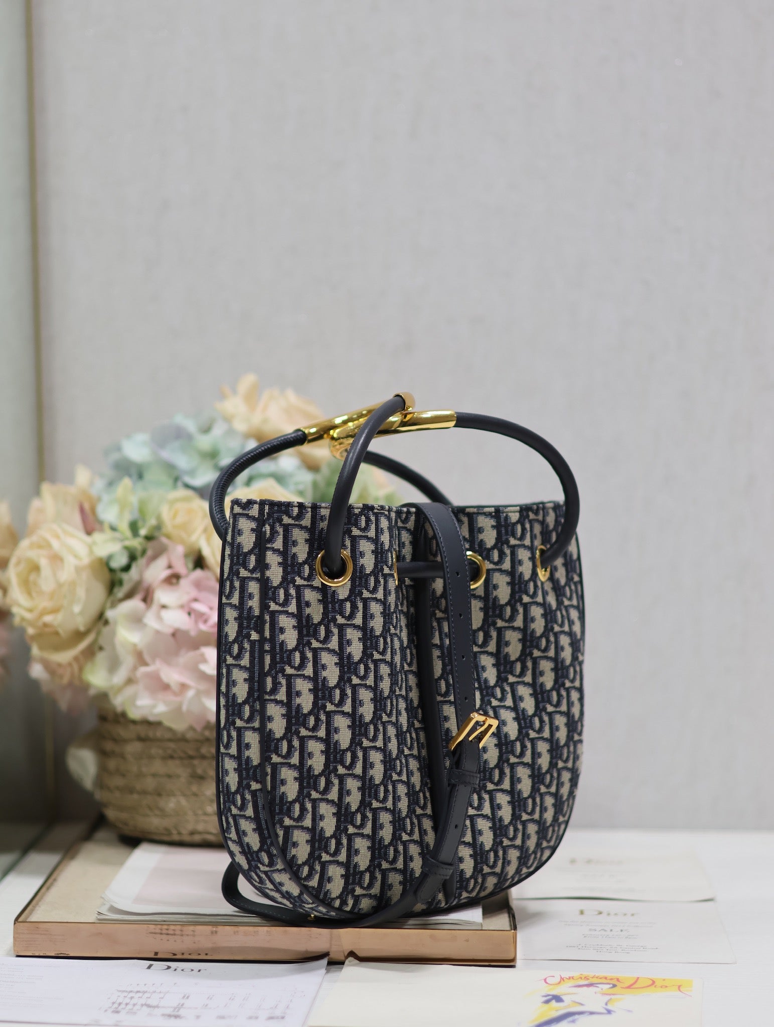 DIOR MINI 27 NOLITA BAG IN BLUE MONOGRAM OBLIQUE JACQUARD