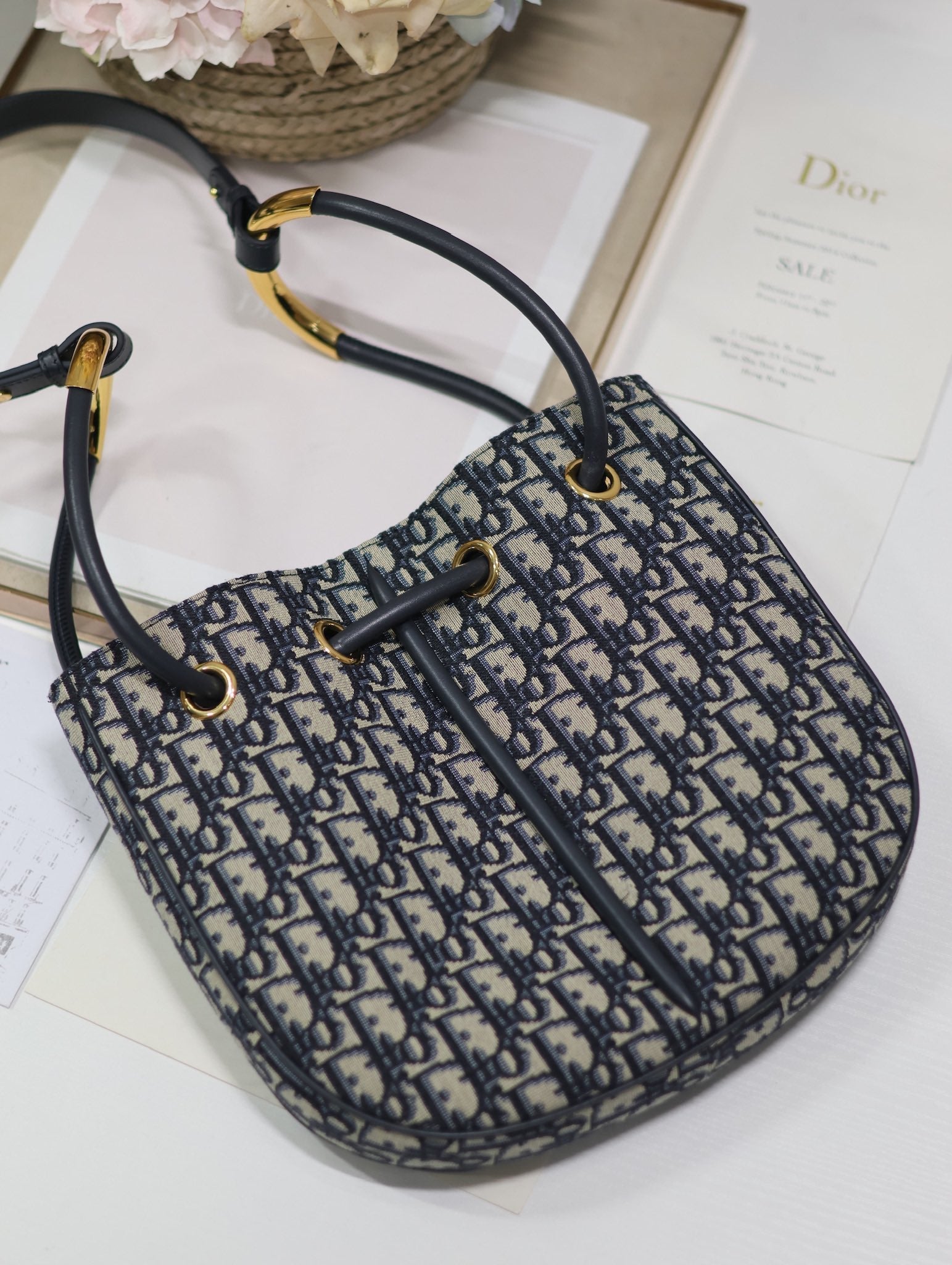 DIOR MINI 27 NOLITA BAG IN BLUE MONOGRAM OBLIQUE JACQUARD