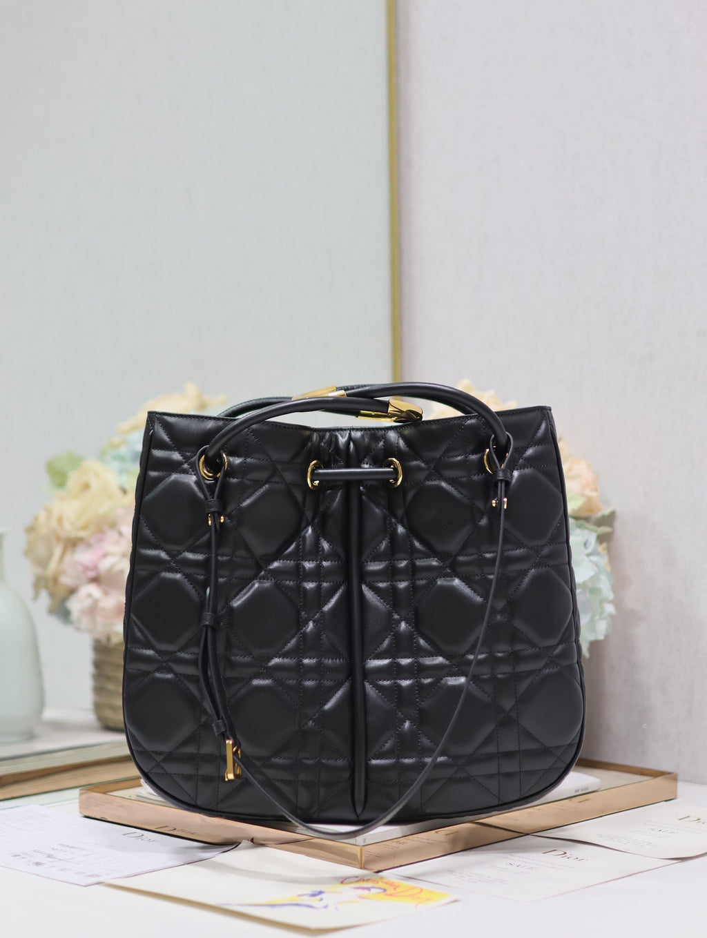 DIOR MEDIUM 34 NOLITA BAG IN BLACK MACROCANNAGE CALFSKIN