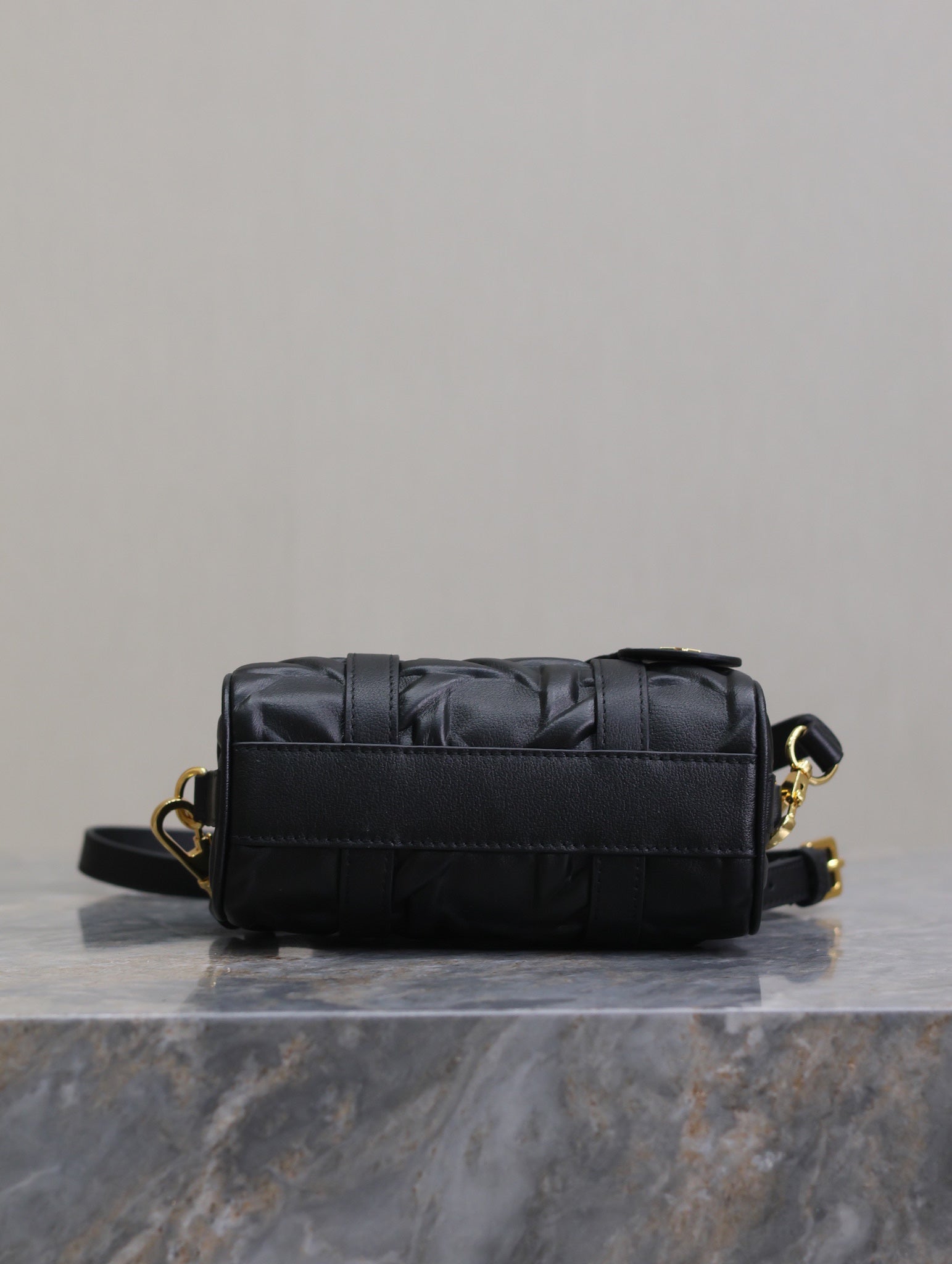 DIOR MINI GROOVE BAG 16 IN BLACK MACROCANNAGE CALFSKIN WITH GOLD HARDWARE