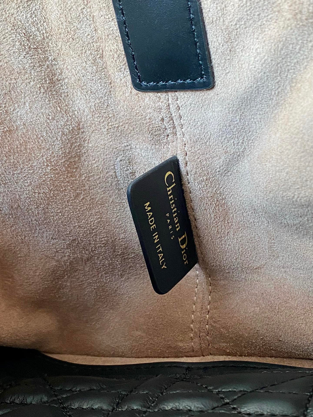 DIOR MINI TOUJOURS BAG 23 IN BEIGE CANNAGE CALFSKIN BLACK STRAP