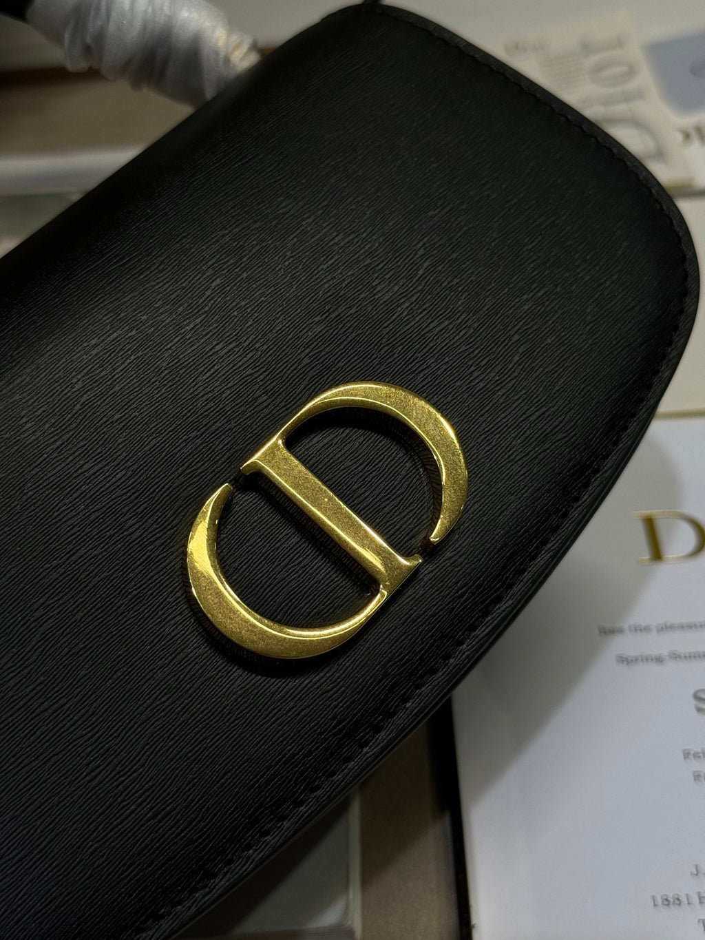 DIOR SMALL 19 MONTAIGNE AVENUE TOP HANDLE BAG BLACK SMOOTH CALFSKIN 221147