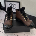 CHANEL ANKLE BOOTS IN HICKORY BROWN CALFSKIN