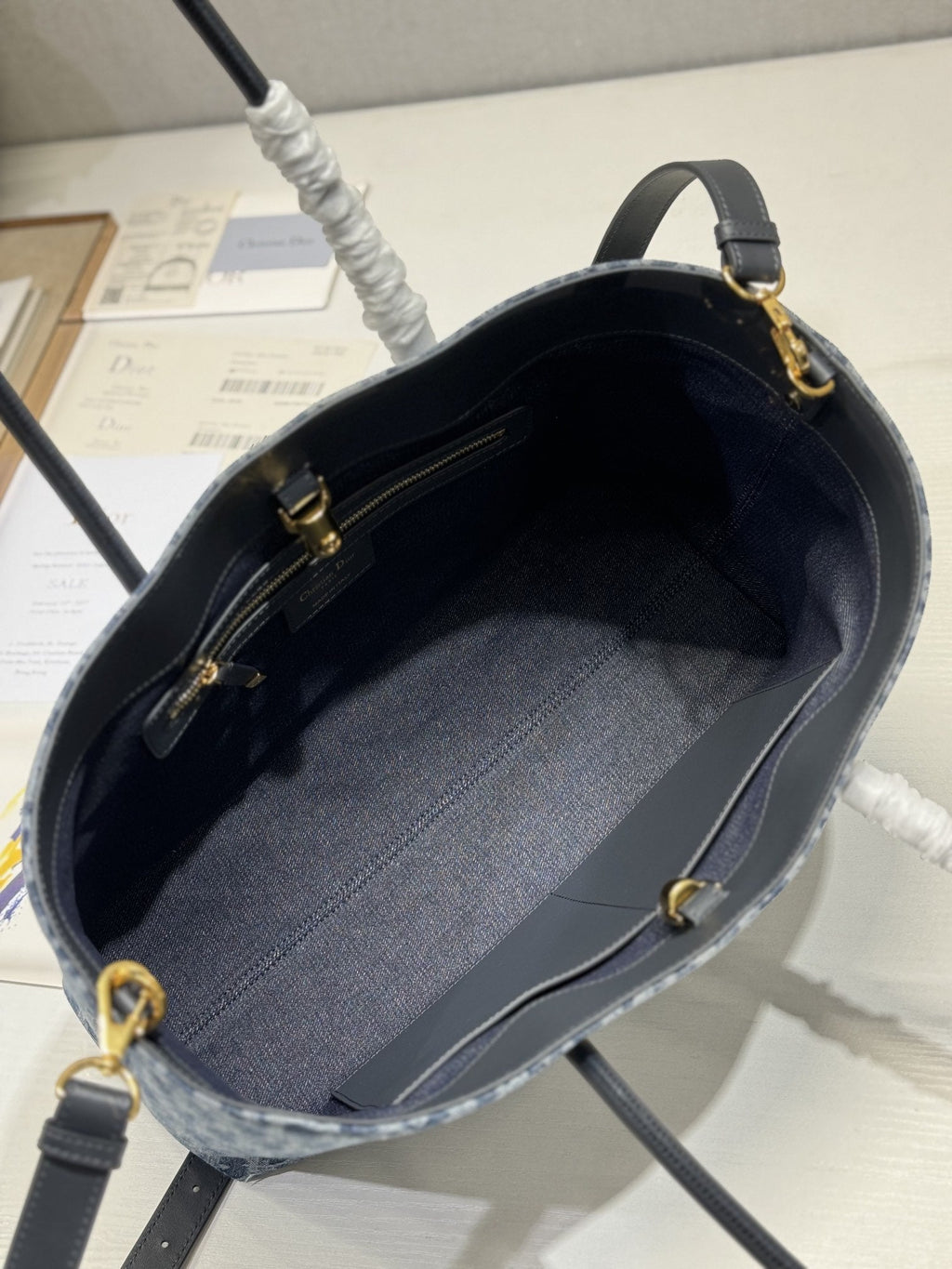 DIOR MEDIUM 37 TOUJOURS BAG IN BLUE MONOGRAM DENIM