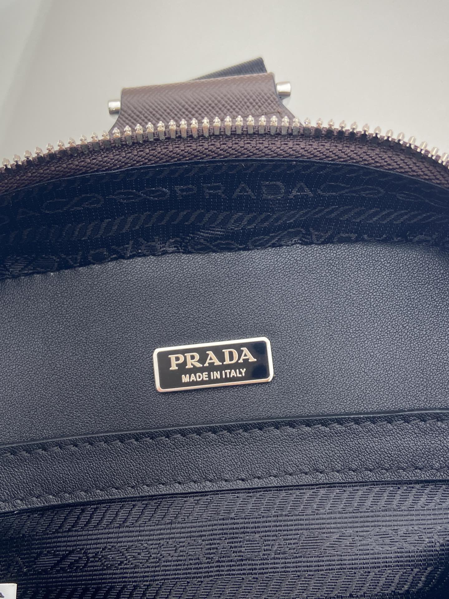 PRADA CHEST BAG 20 IN CHOCOLATE SAFFIANO LEATHER