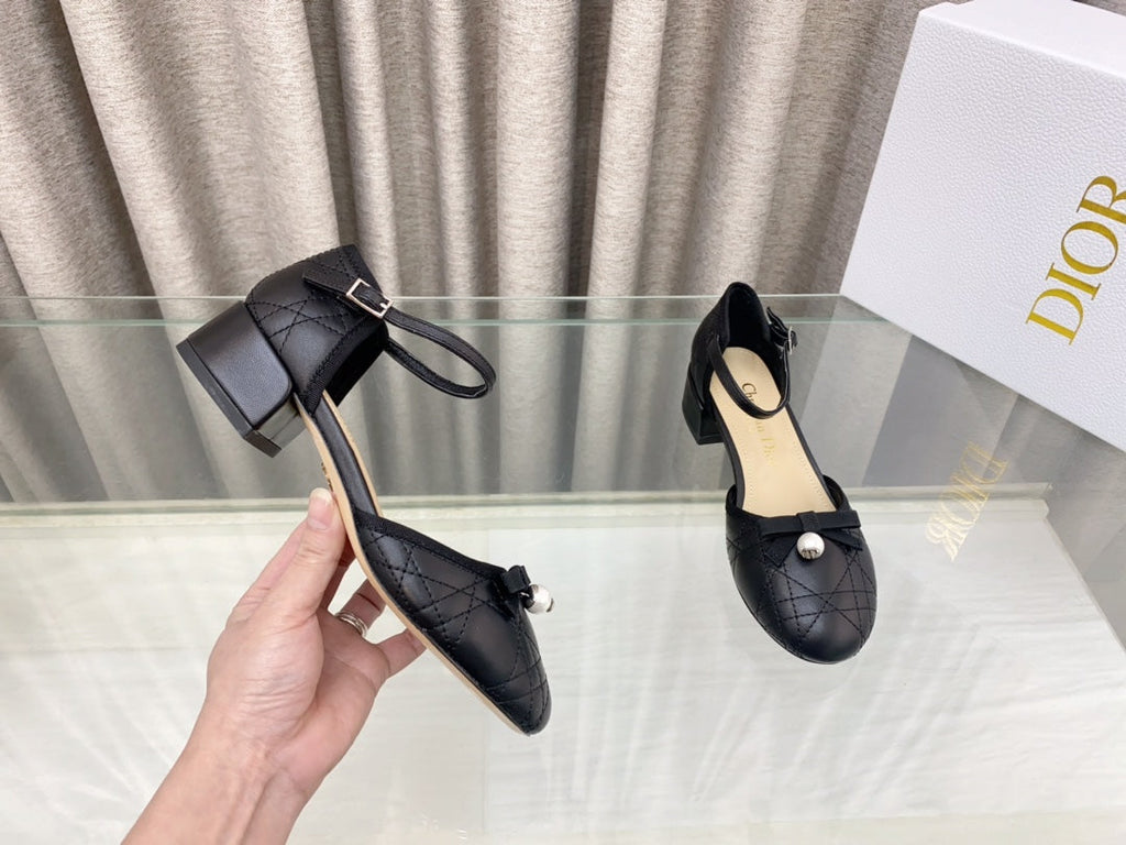 DIOR PEARL MARY JANE PUMP IN BLACK LAMBSKIN 30 MM
