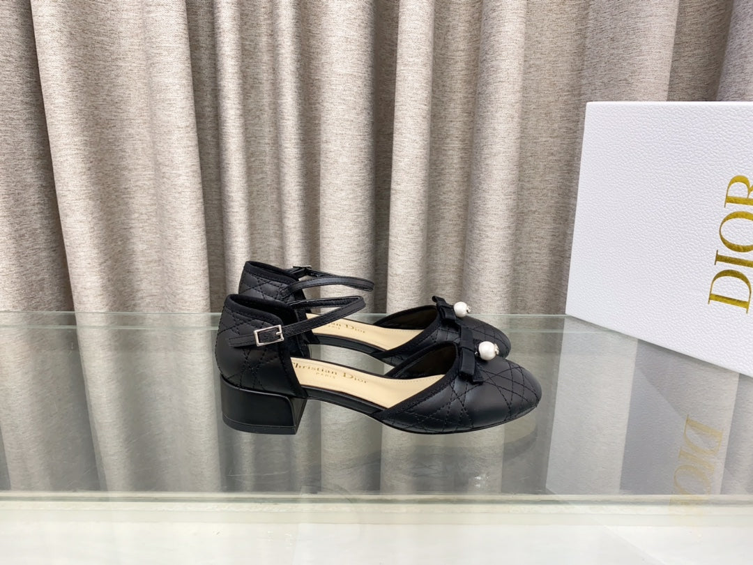 DIOR PEARL MARY JANE PUMP IN BLACK LAMBSKIN 30 MM