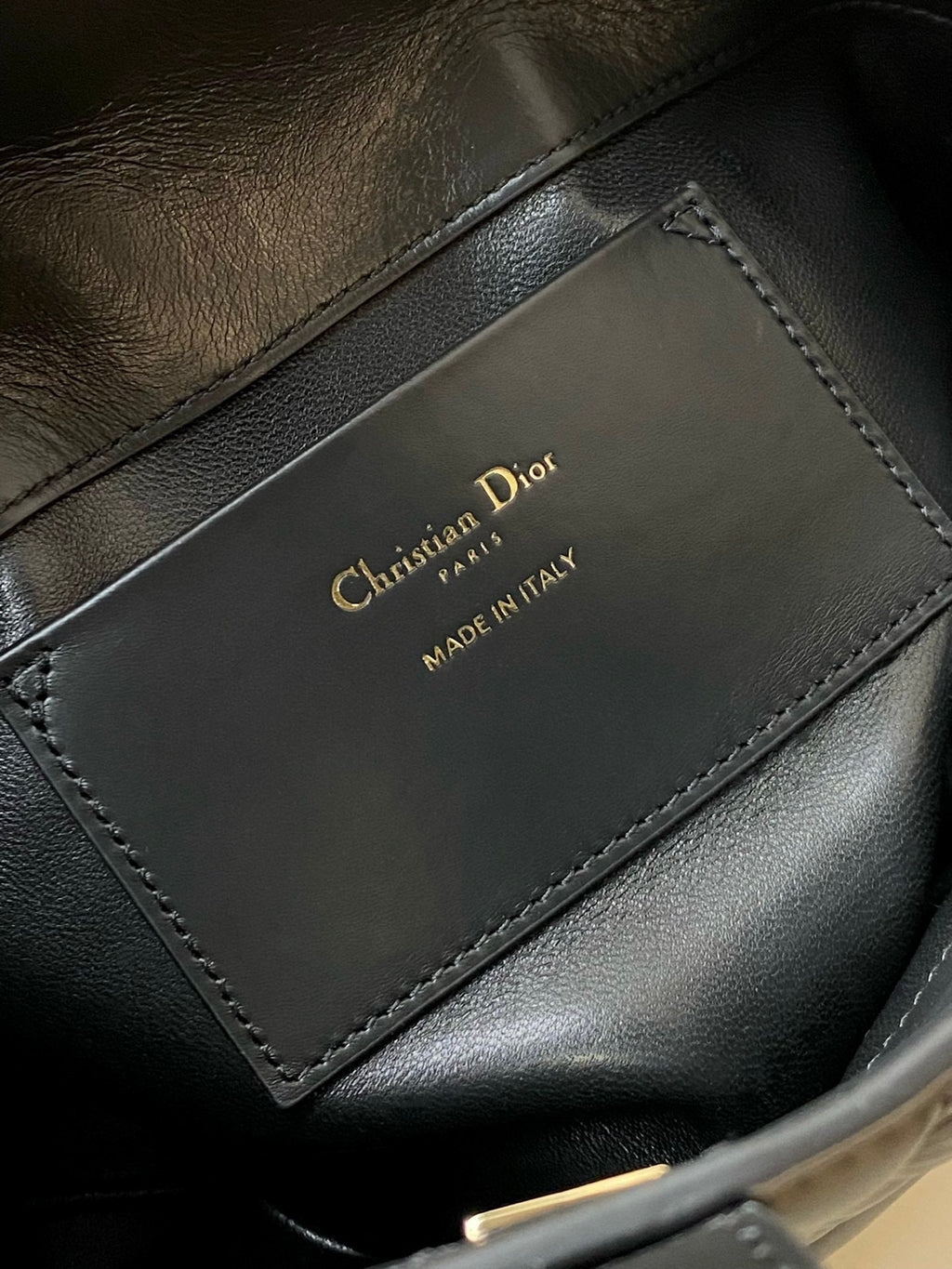 DIOR MINI TOUJOURS BUCKET BAG 18 IN BLACK CANNAGE CALFSKIN