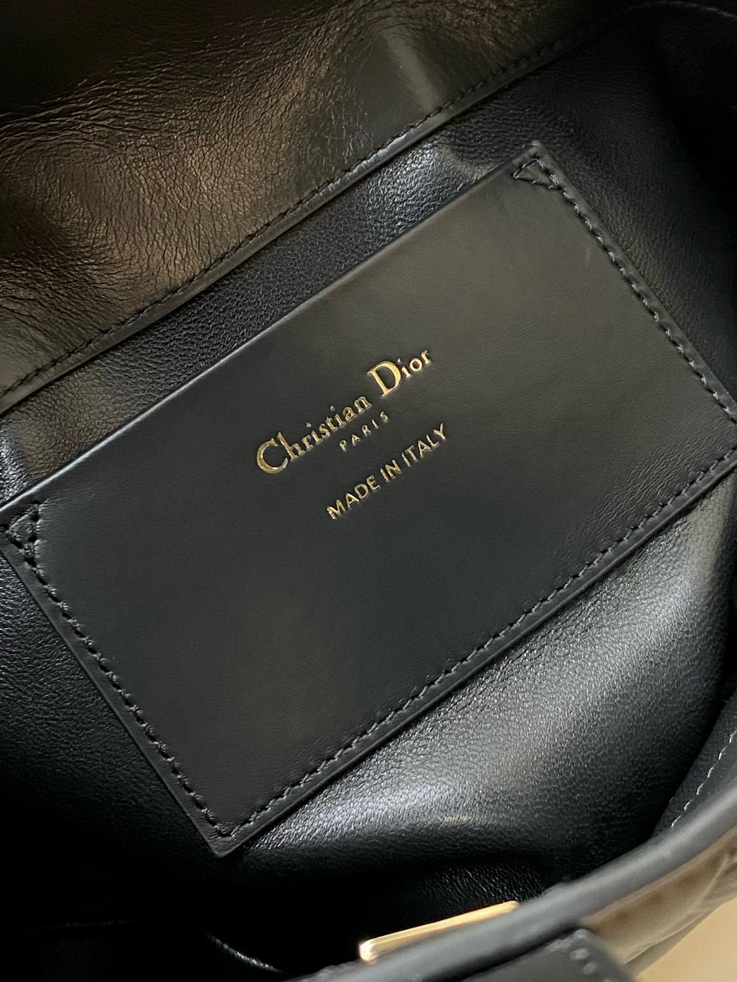 DIOR MINI TOUJOURS BUCKET BAG 18 IN BLACK CANNAGE CALFSKIN
