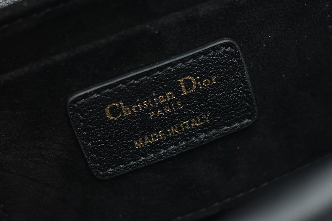 DIOR JOLIE TOP HANDLE BAG 19 IN BLACK CANNAGE CALFSKIN