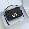DIOR JOLIE TOP HANDLE BAG 19 IN BLACK CANNAGE CALFSKIN