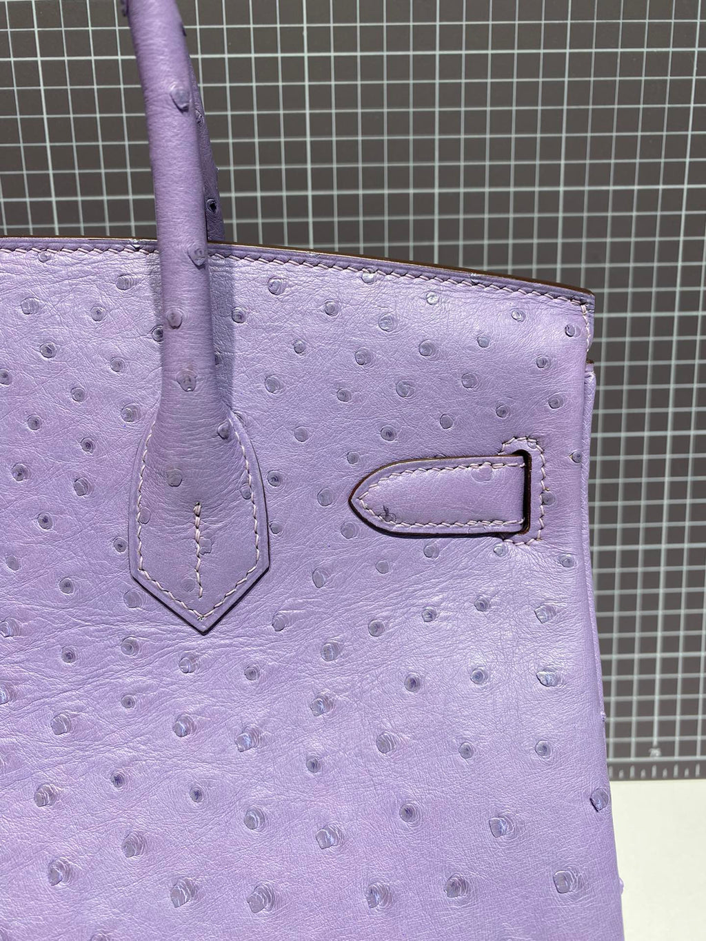 HERMES BIRKIN 30CM PURPLE OSTRICH LEATHER SILVER HARDWARE