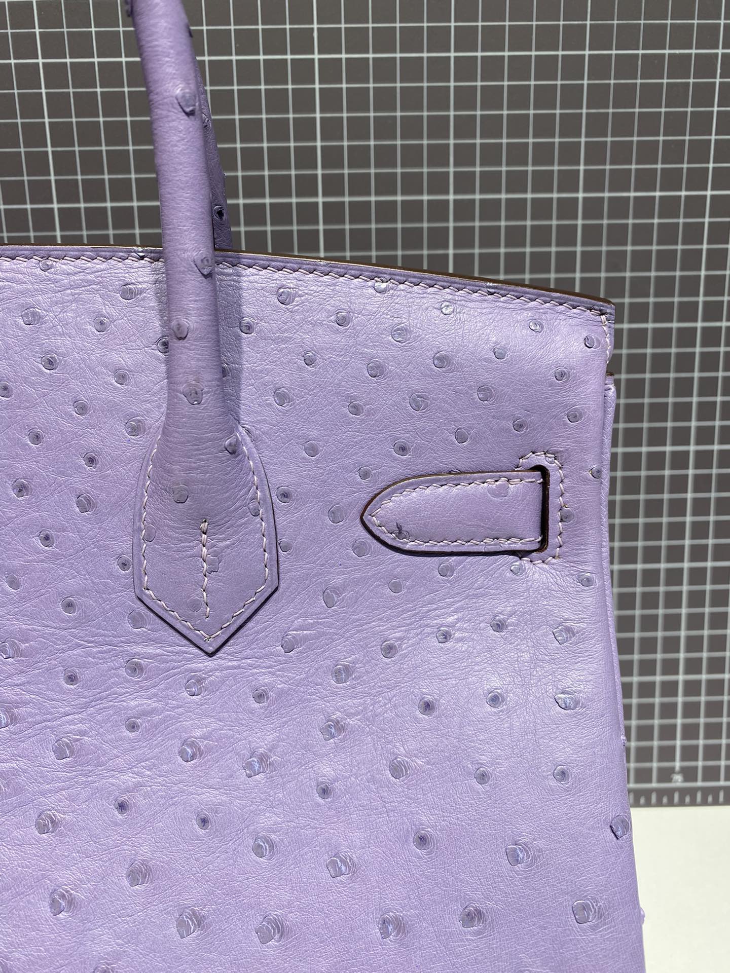 HERMES BIRKIN 30CM PURPLE OSTRICH LEATHER SILVER HARDWARE