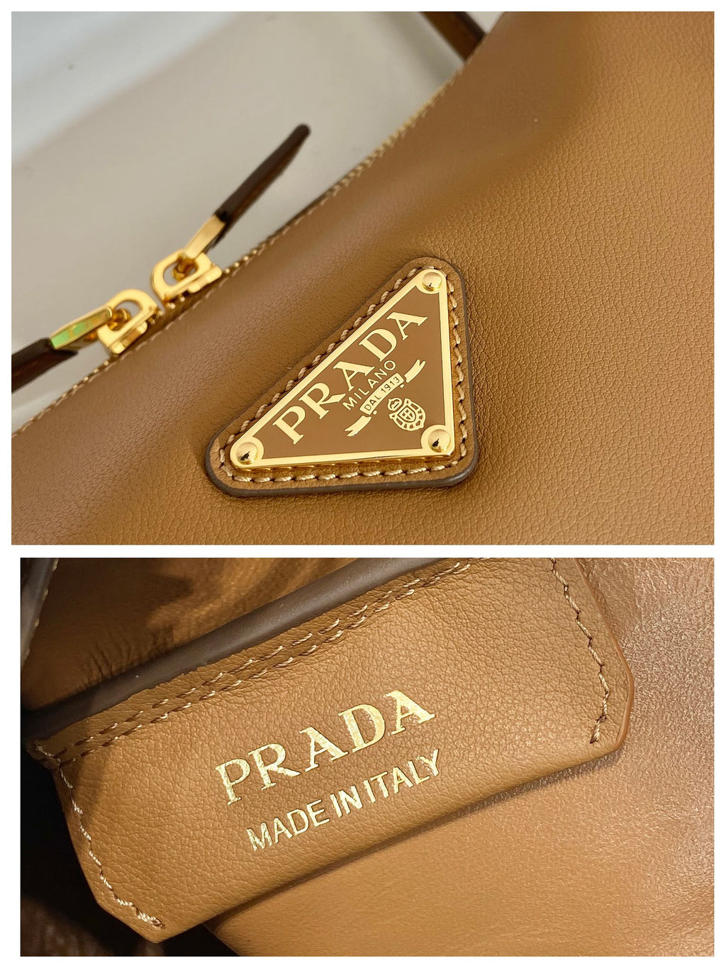 PRADA 28 LARGE BEIGE CALFSKIN HANDBAG