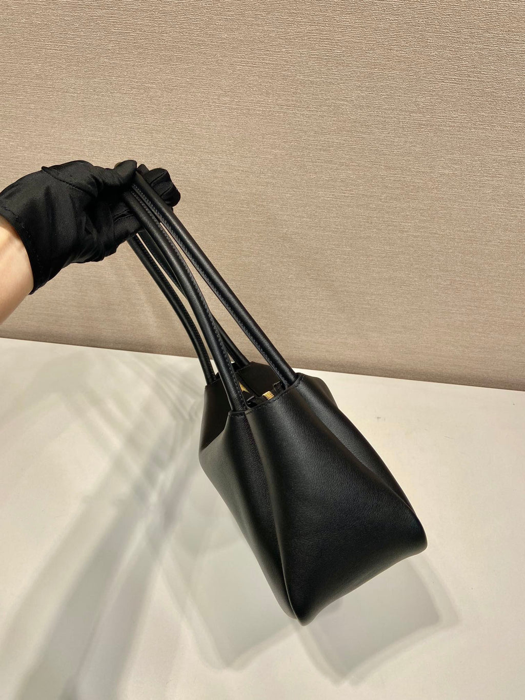 PRADA 28 LARGE BLACK CALFSKIN HANDBAG