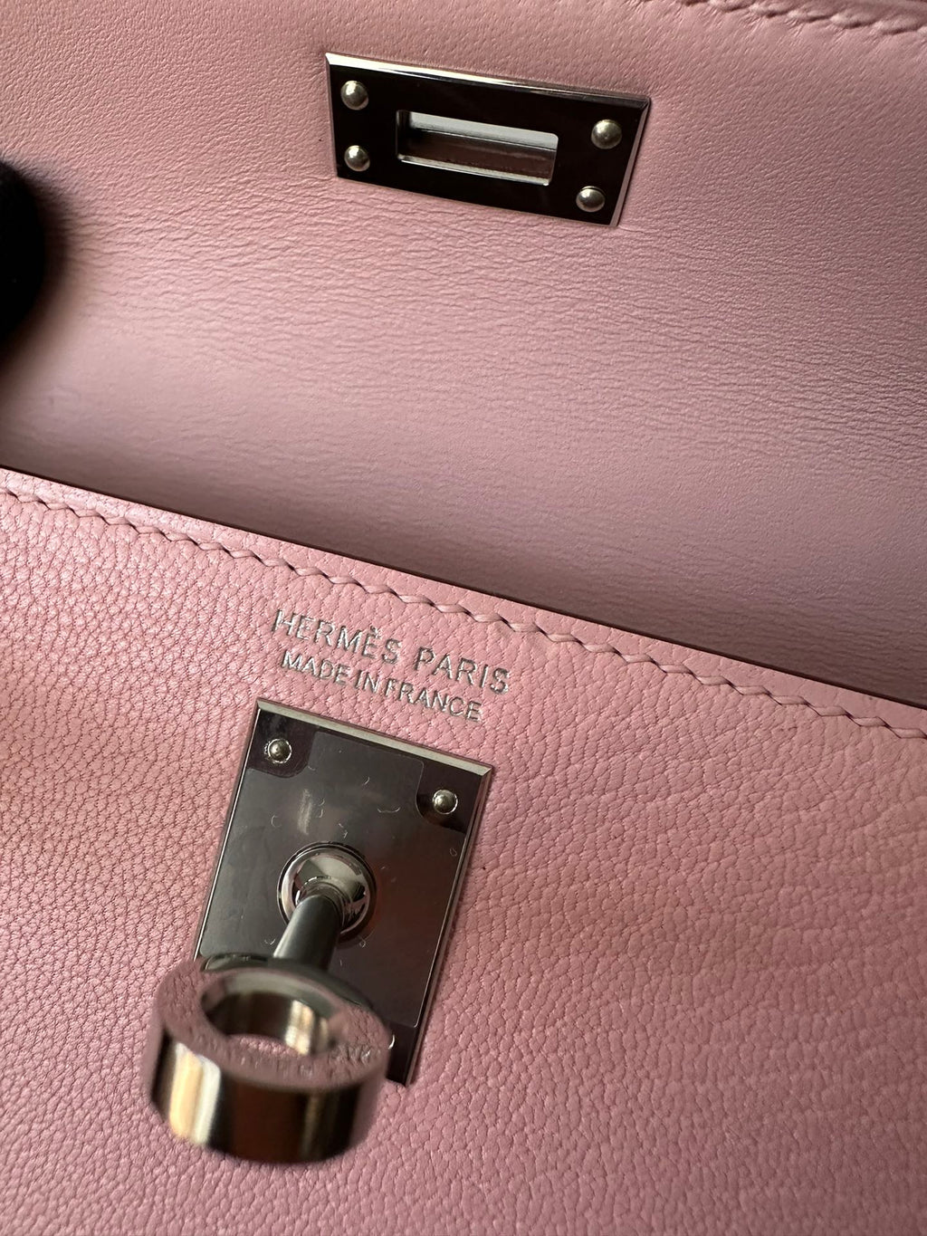 HERMES KELLY MINI 19 PINK CHEVRE SILVER HARDWARE